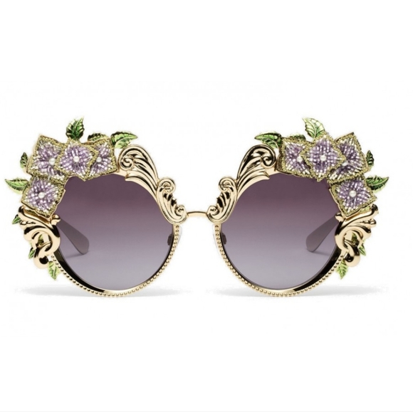 🧨RARE🧨 Dolce & Gabbana Gold Metal in Embroidery Ortensia - Picture 2 of 7